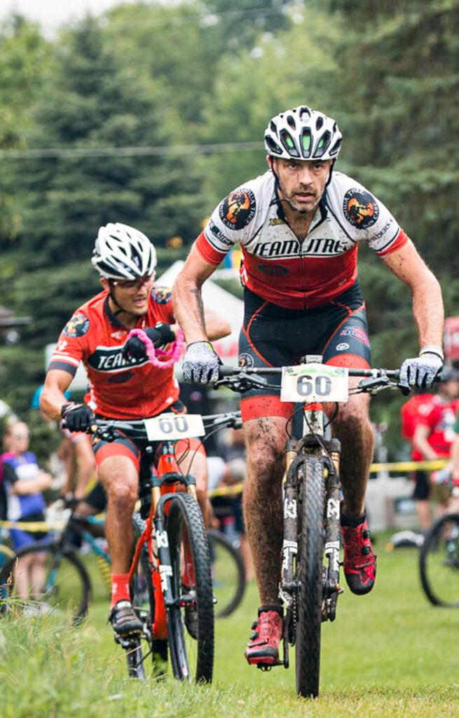 Mountain biker racing in the Lakeshore Park time trial